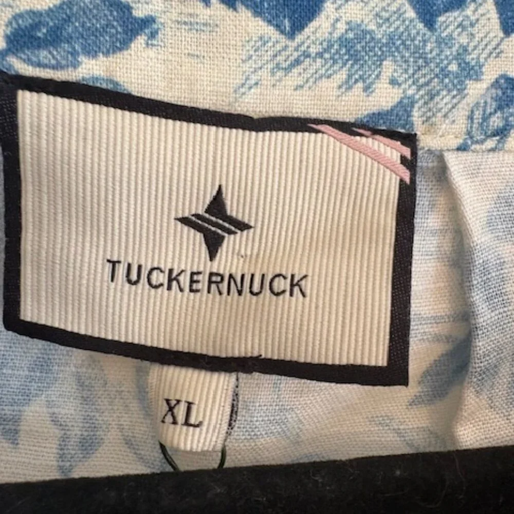Tuckernuck Linen-Blend Blue Toile Tate Dress, Size XL - Picture 2 of 6